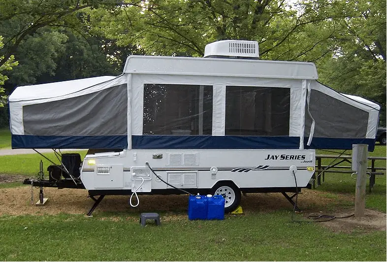 pop up camper at a camping site