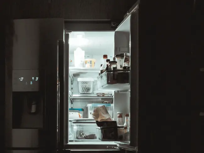 a refrigerator inside an rv
