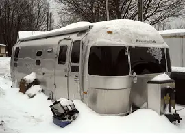 an airstream in winter