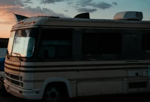 an rv with a roof mounted air conditioner