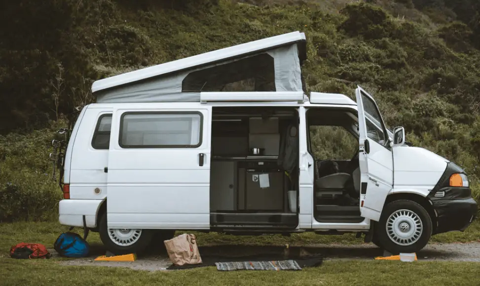 rv parked at a boondocking site