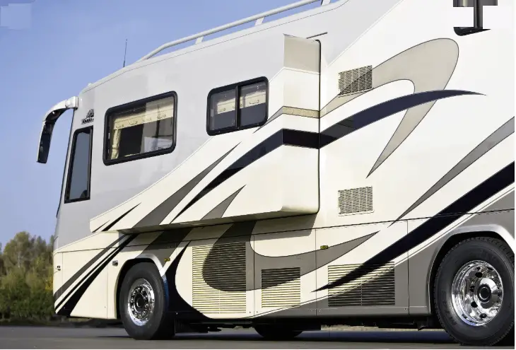 class A motorhome with a front slide out