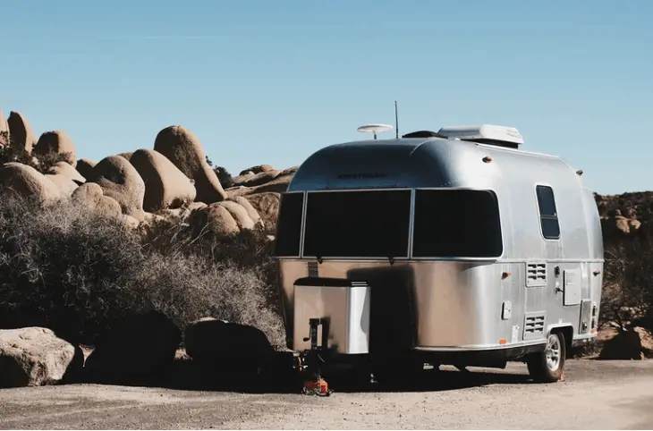 airstream trailer at a boondocking site